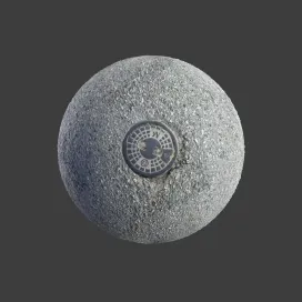 Grey asphalt with metal plate